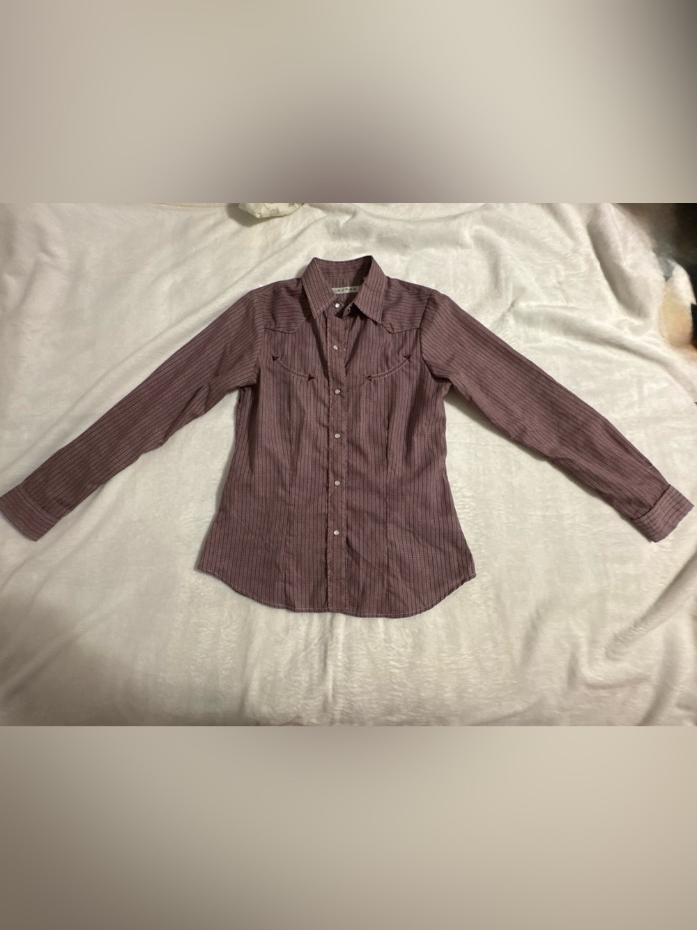 Roper Western Pearl Snap Shirt Mauve Stripe Size S
